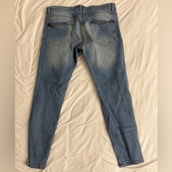 Zara Vintage Cropped Ripped Mens Skinny Blue Jeans Size 44 (34 waist) - Picture 2 of 2